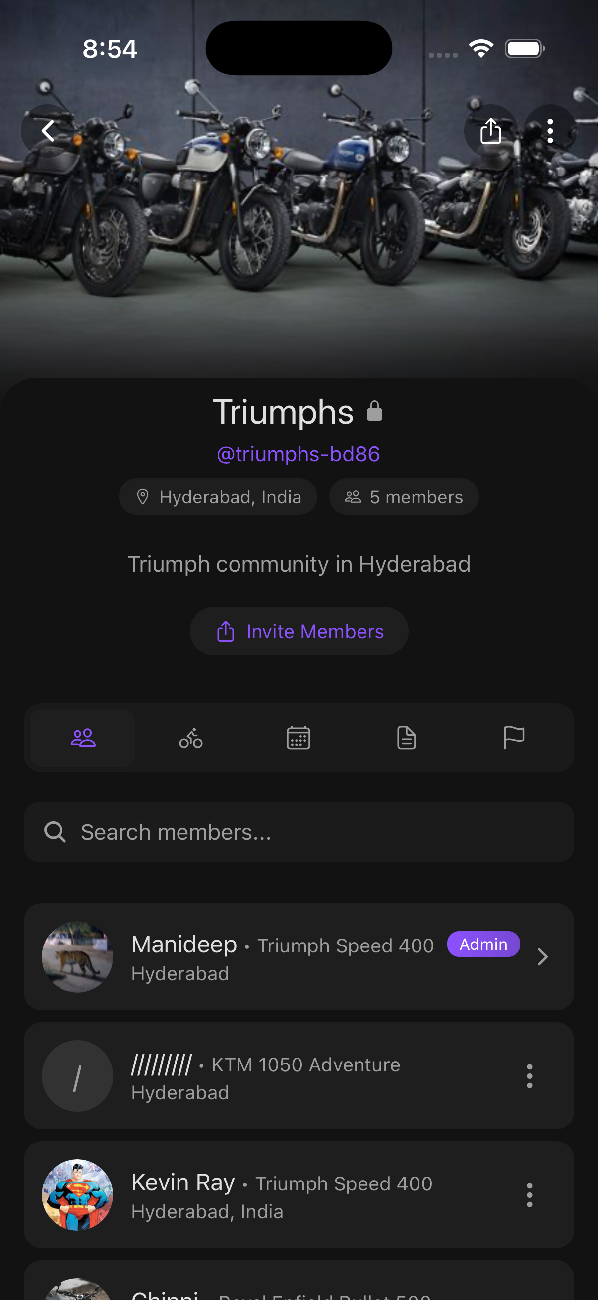 Rydexis app community screen