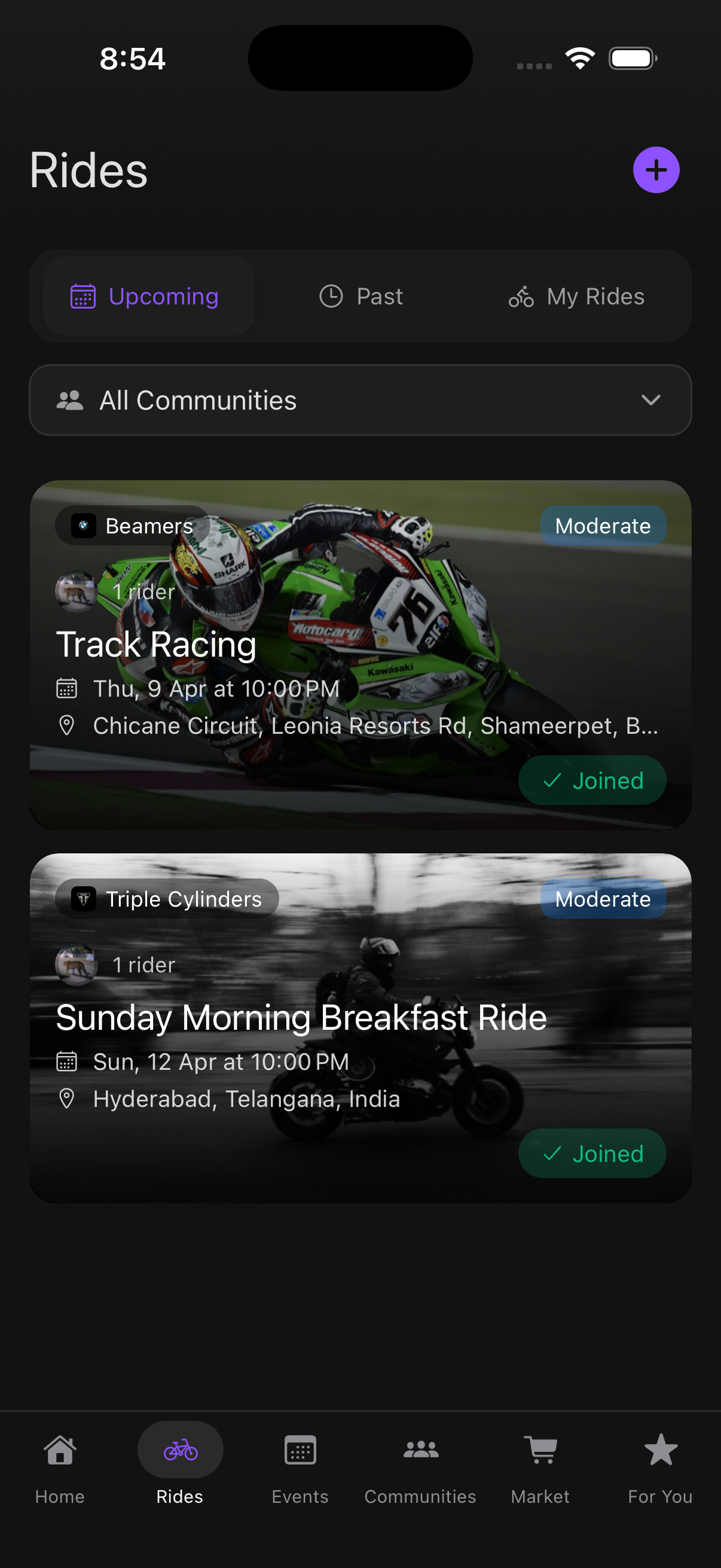Rydexis app rides screen